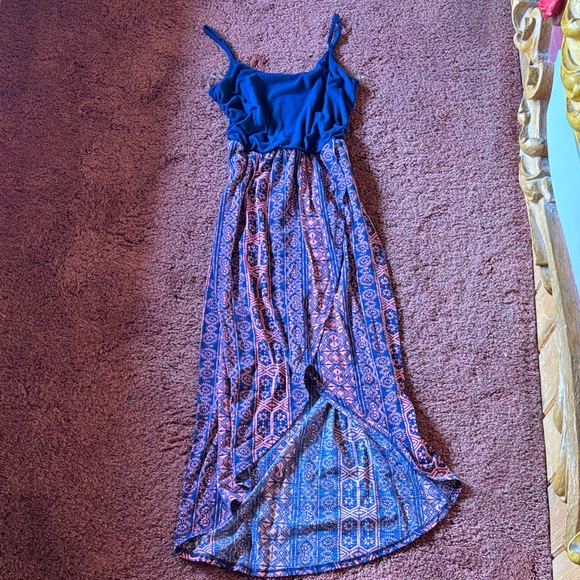 Ultra Flirt Dresses & Skirts - Boho Blue & Coral Patterned Wrap Dress